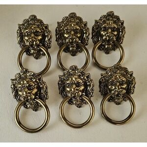 6 Pcs Large Lion Head Ring Drawer Pulls Knobs